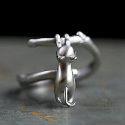 Pop Animal Ring, Cute Kitten Climbing High Ring, Style Ring