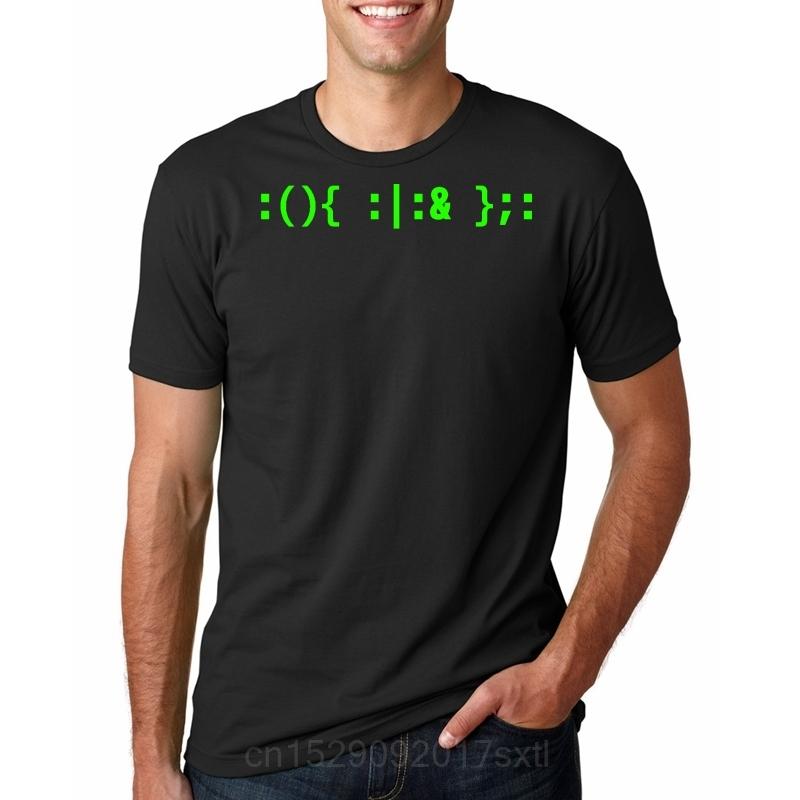 Printed Men T Shirt Tshirts Bash Fork Bomb Green Text For Computer Pirates Unix U002f Linux Men Tshirt