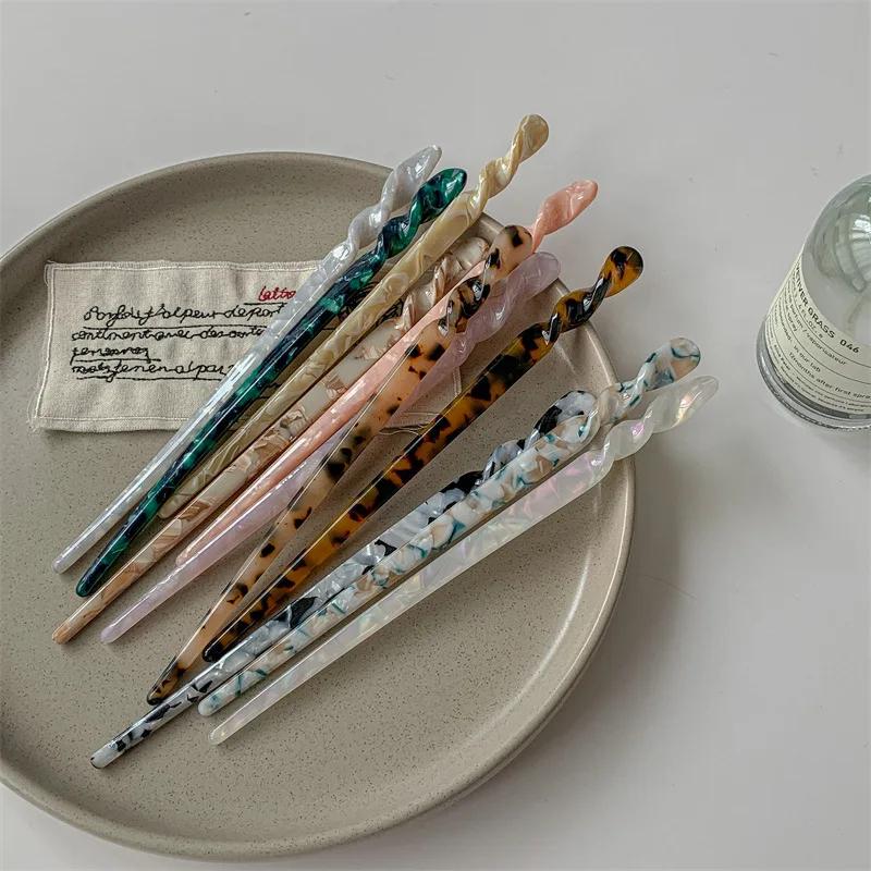 Resin Hair Stick Chinese Hanfu Style Marble Pattern Retro Hairpin Women’s Traditional Hair Jewelry Gift for Her