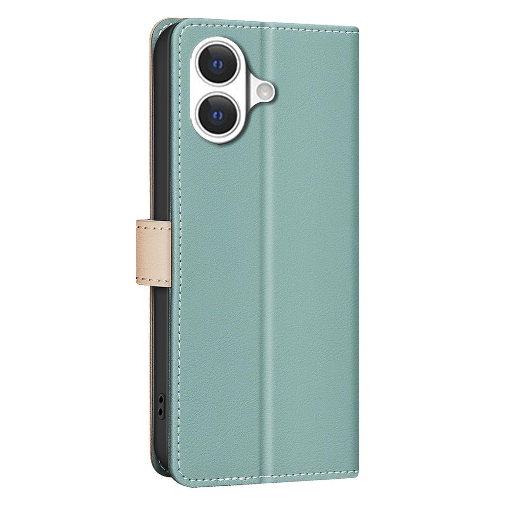 For iPhone 17 Leather Case BINFEN COLOR Splicing Color RFID Blocking Wallet Stand Phone Cover