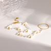 European and American stainless steel back chain starfish vacation wind plated 18K gold imitation pearl jewelry waterproof finger bracelet