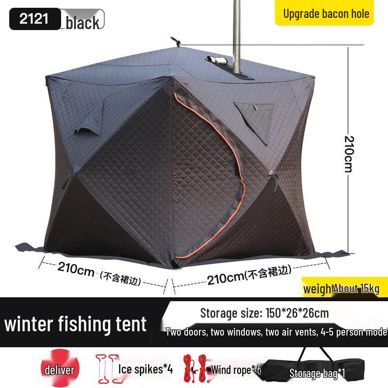 Large Pentagonal Ice Fishing Tent with TPU Window for Winter Camping - Thickened for Warmth and Cold Protection