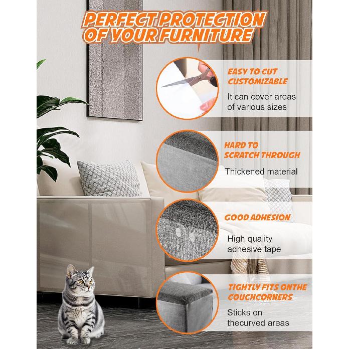 20-Pack Cat Scratch Furniture Couch Protector - Large Size 17x12inch Sofa Protectors Tape from Anti Cats Claws Scratching , Chair Corner Guards Cover
