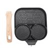Egg Pan Nonstick Aluminum Alloy Divided Egg Skillet Breakfast Frying Pan with Wood Handle for Gas Stove Induction