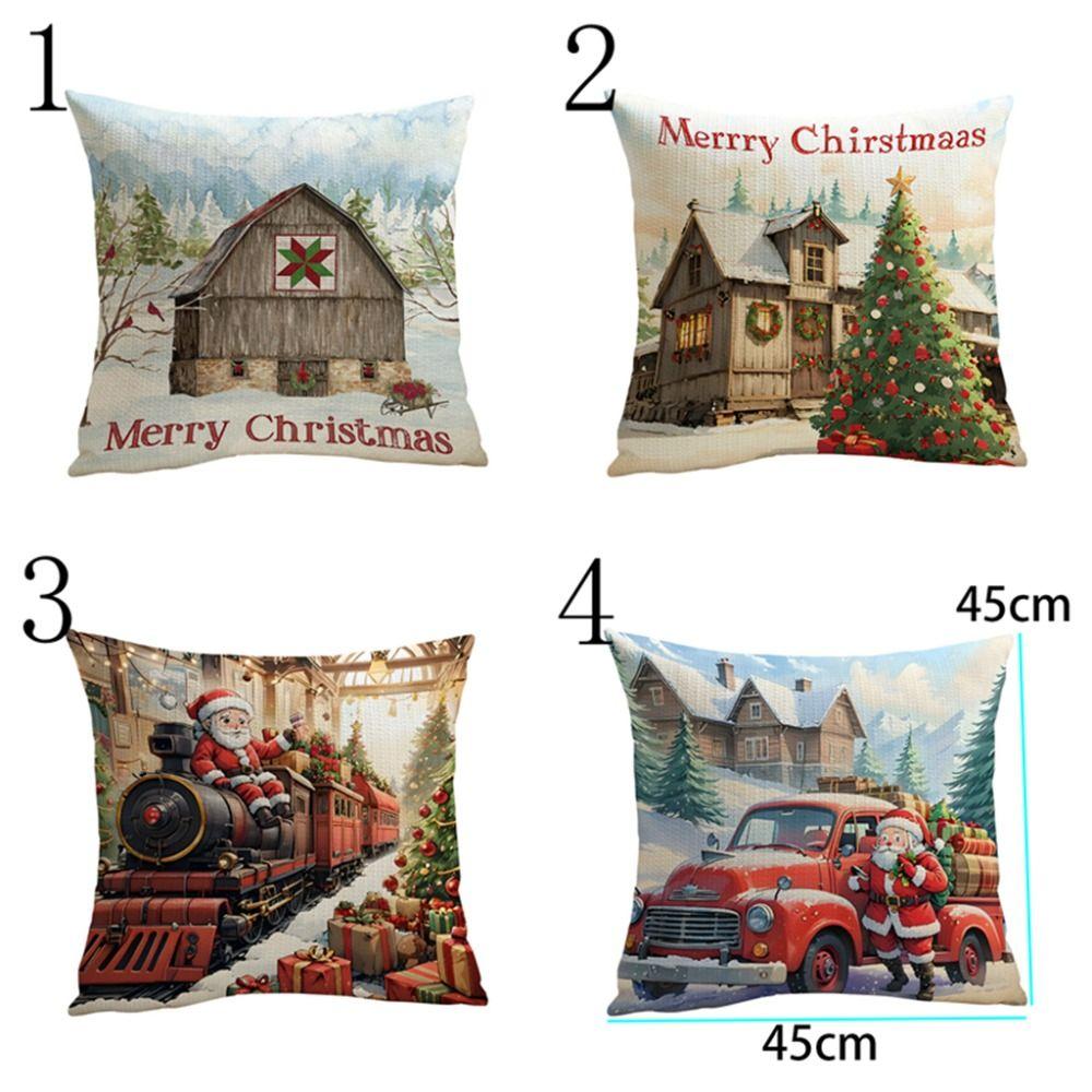 Flax Merry Christmas Pillow Cover Luxury Xmas Throw Pillow Case Christmas Cushion Cover  Bed