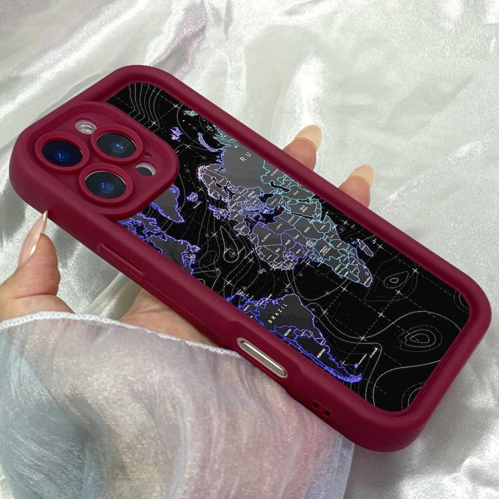 JT10 Aesthetic World Map Phone for for iPhone 17 16 Pro Max Samsung S26 S25 Ultra A17 A26 A07 Xiaomi 15T Redmi Note 14 Pro Plus Soft TPU Case Cover