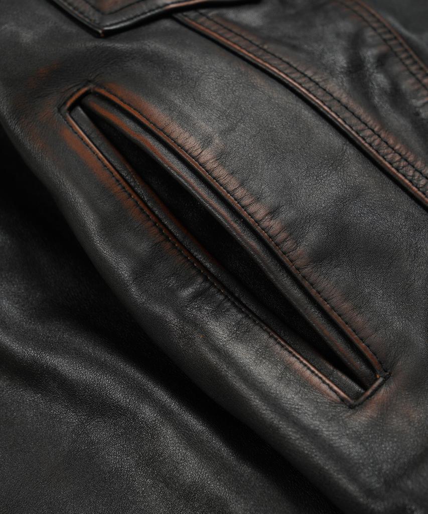 FRIZMWORKS Cowhide Storm Trucker Jacket _ Washed Brown