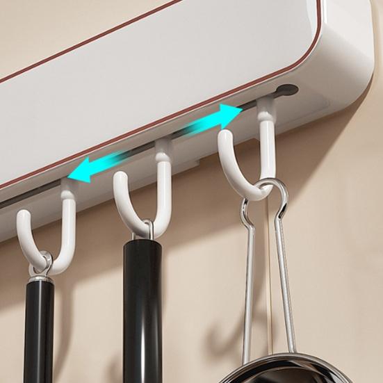 Wandmontierter Messerhalter mit Haken Bohrlos Küchenorganizer für Messer Utensilien Platzsparend Belüftet Rostfrei Multifunktionales Lagerregal