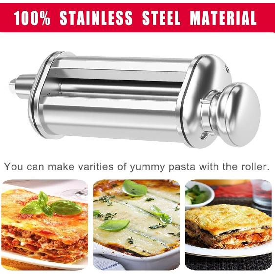Electric Pasta Maker Attachment Dough Roller for All Kitchenaid Mixers, Noodle Ravioli Dumpling Maker with 8 Different Thicknesses Setting, Kitchen