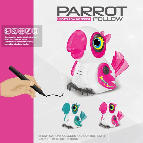 Bionic Parrot Toy New Parent-Child Early Education Line-Tracing Interactive Toy for Kids 6-12 Years Old Educational Sensing Green