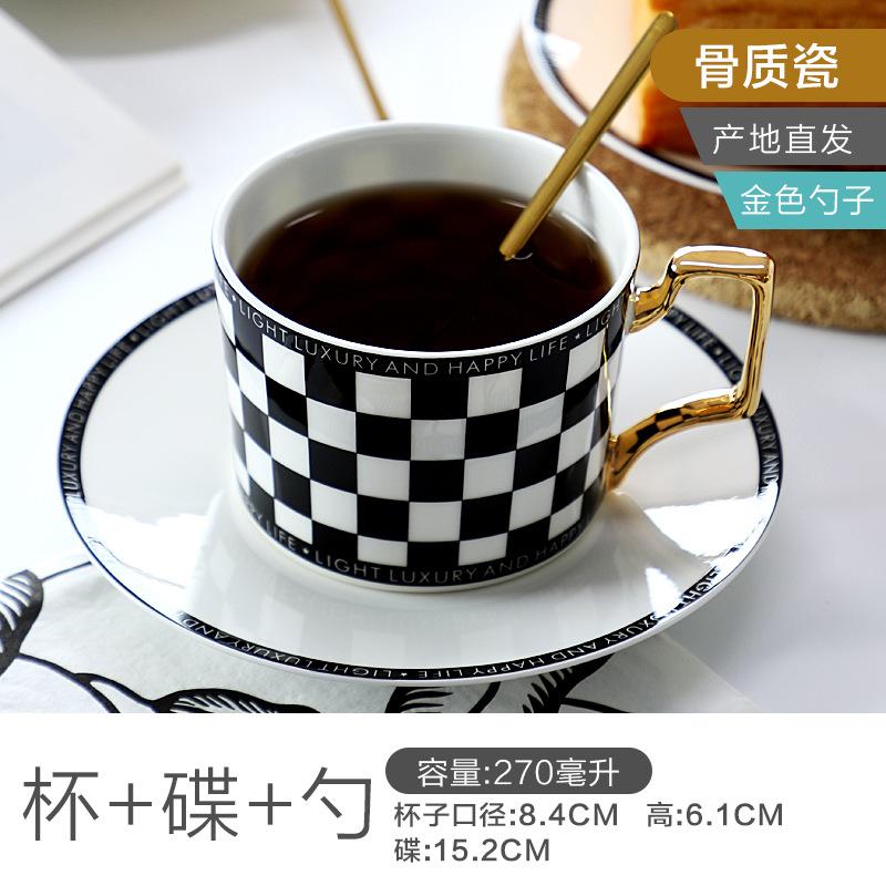 Coffee cup and plate set, English afternoon tea set, bone china cup, plate, spoon set, ceramic light luxury  ceramic mug