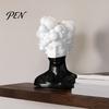Niche Decorative Crafts Modern Abstract Bust Statue, Man Portrait Sculpture, Minimalist Black And Unique Curly Hair Statue White Art Ornament for Home