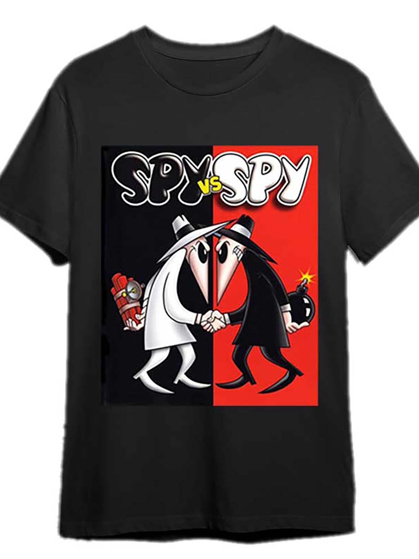 Spy vs Spy Graphic TShirt 100 Cotton Crew Neck Tee Casual Short Sleeve Knit Fabric Top with Medium Stretch S