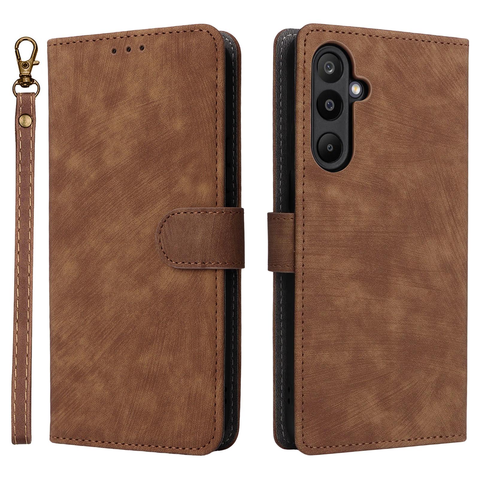 

For Samsung Galaxy M16 5G/F16 5G Case Wallet RFID Blocking PU Leather Cover Stand with Strap Brown