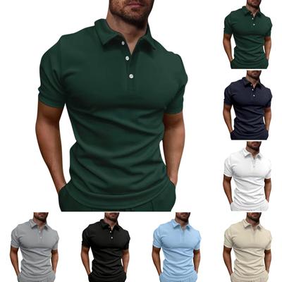 Top de manga corta de golf de manga corta microelástico de rendimiento de verano para hombres