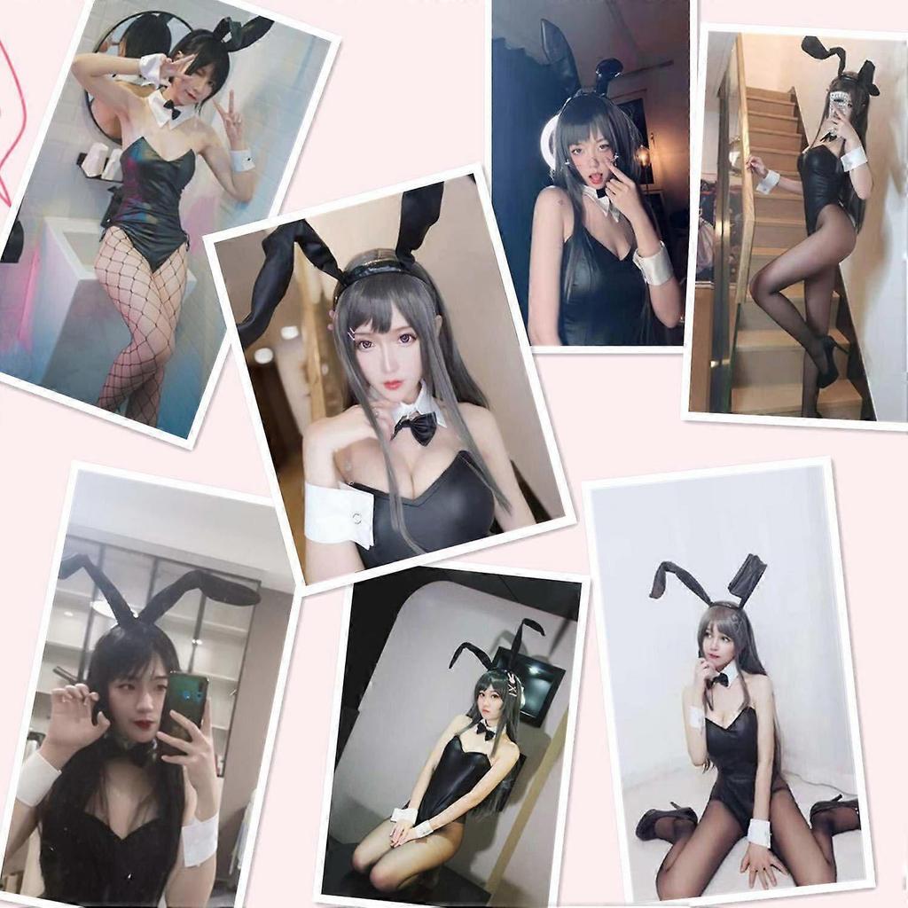 Womens Bunny Costume Girl Suit Senpai Cosplay Anime Role Costume One Piece Bodysuit Stockings Set Less