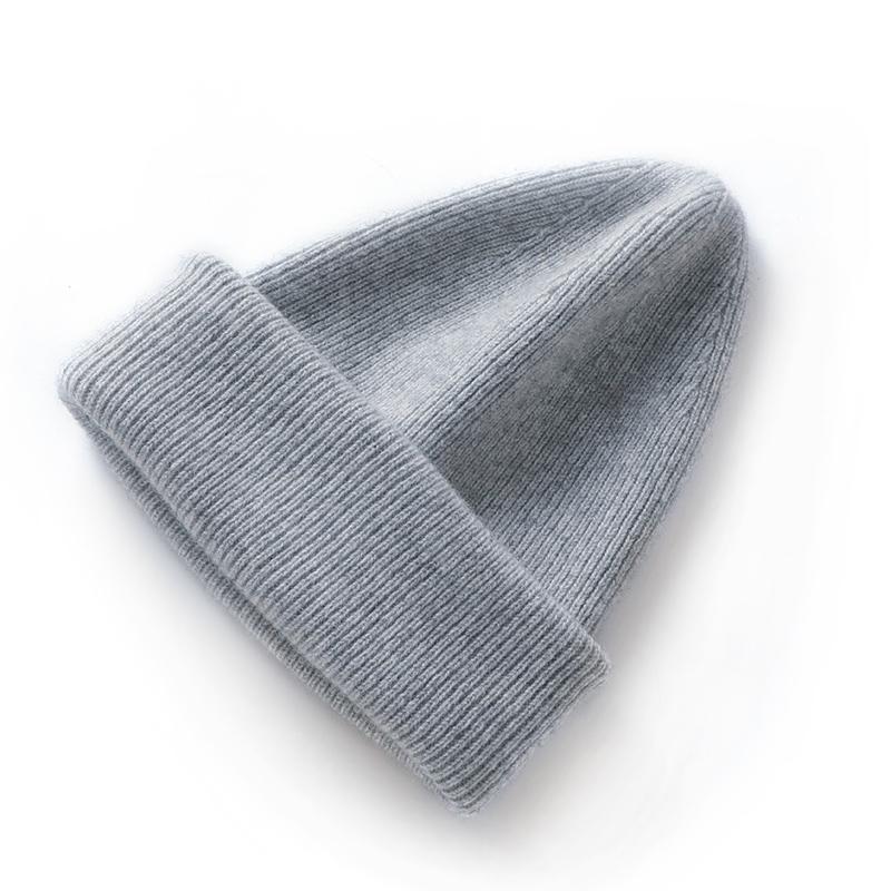Real Cashmere Winter Hat for Women Cashmere Knitted Hat Fashion Warm Soft Beanie Hats Solid Adult Cover Head Cap