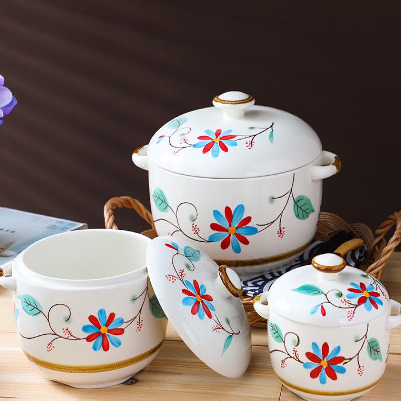 ZISIZ Japanese Style Ceramic Double Boiler Stew Pot