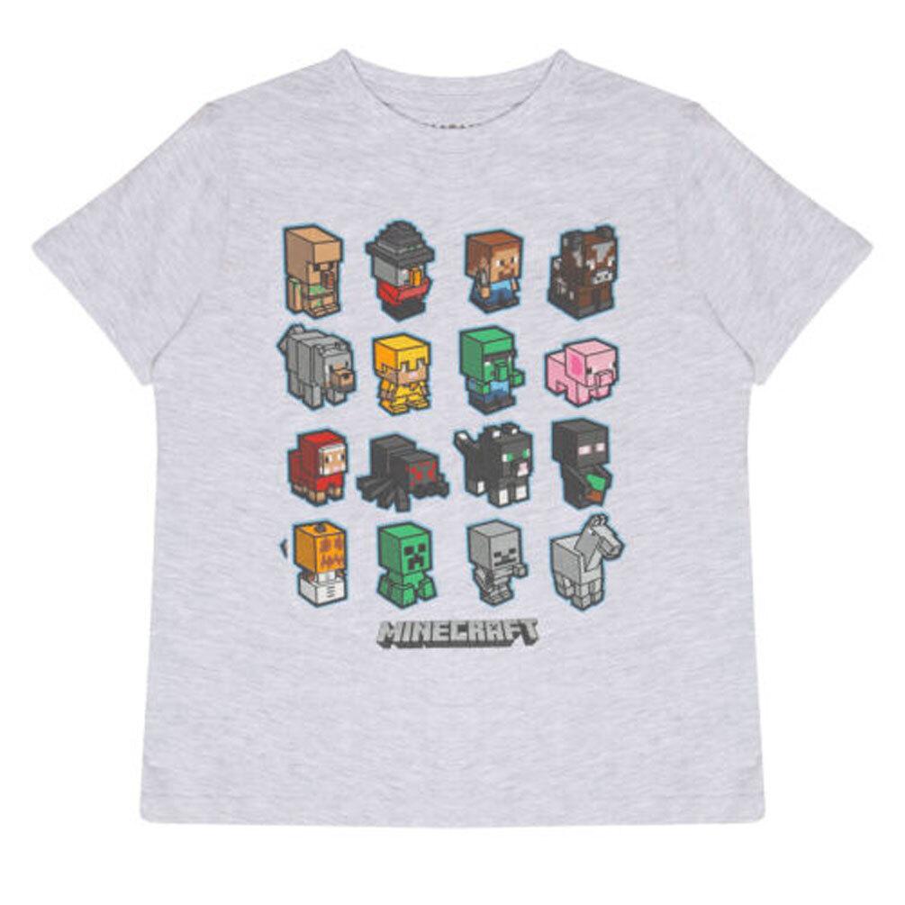 Minecraft Mini Mobs Boys Kids Grey T Shirt Minecraft Boys Girls Tee shirt S