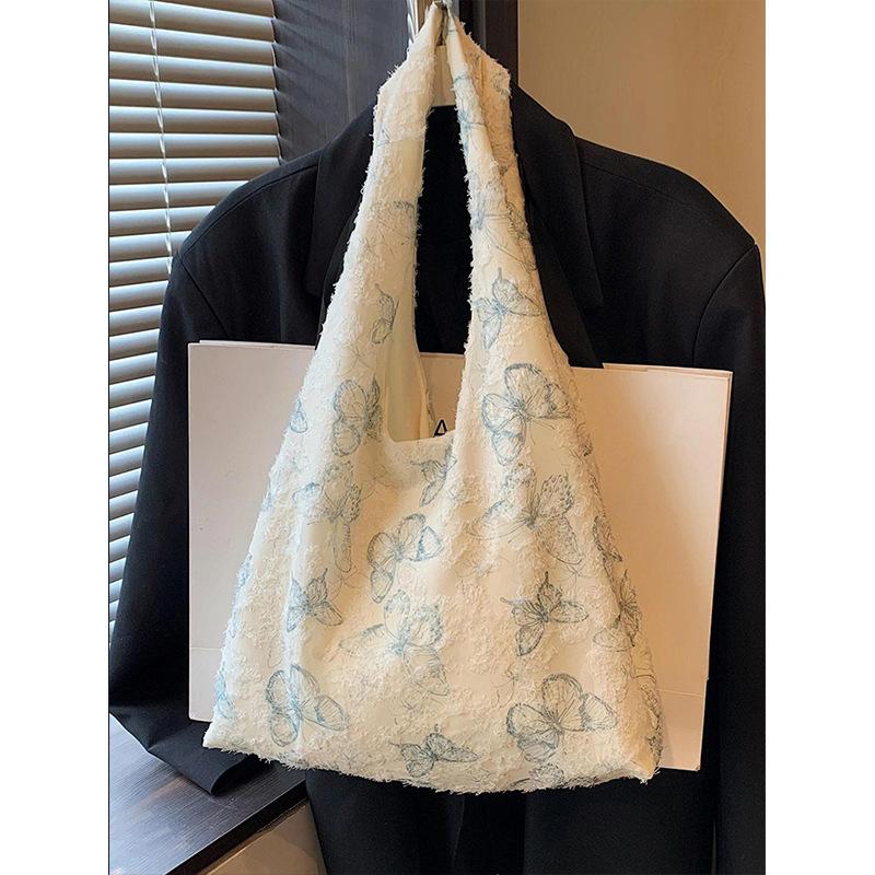 Bag Women 2025 Niche Texture Embroidery Butterfly Tote Bag Embroidery Lace Large Capacity Commuter Underarm Handbag