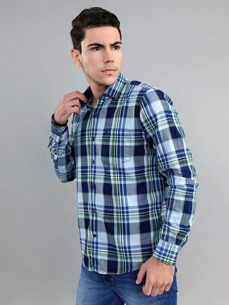 MONTE CARLO Mens Regular Fit Check Full Sleeve Shirt