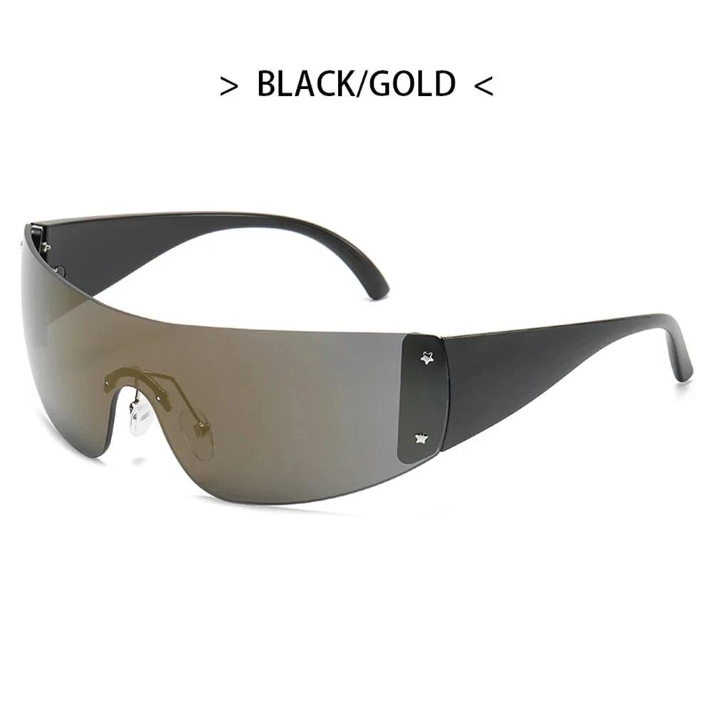 Occhiali da Sole Hip Hop Irregolari Unici per Donna Uomo Vintage Gothic Lenti Fresche Gamba a Strisce Arco