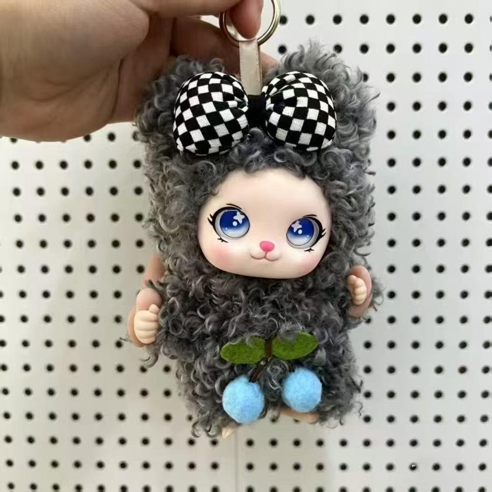 Portachiavi Bambola in Vinile Personaggio Cartone Animato Capelli Ricci Faccia in Vinile Bambola di Peluche Ciondoli da Appendere Bambine Donne