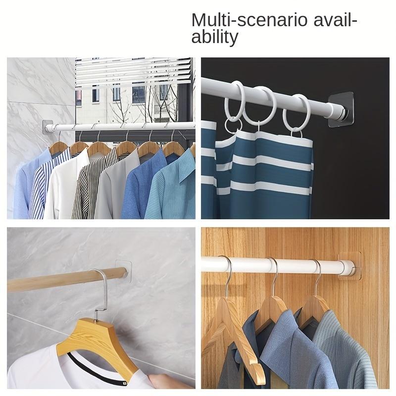 Self Adhesive Telescopic Pole Support Sticker Punch-free Household Telescopic Rod Holder Crossbar Wall Hooks Fixing Bracket