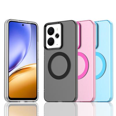 Magnetische kabellose Ladehülle für Realme 14 5G Realme 14T Hülle Bonbonfarben Transparente Rückschale Coque