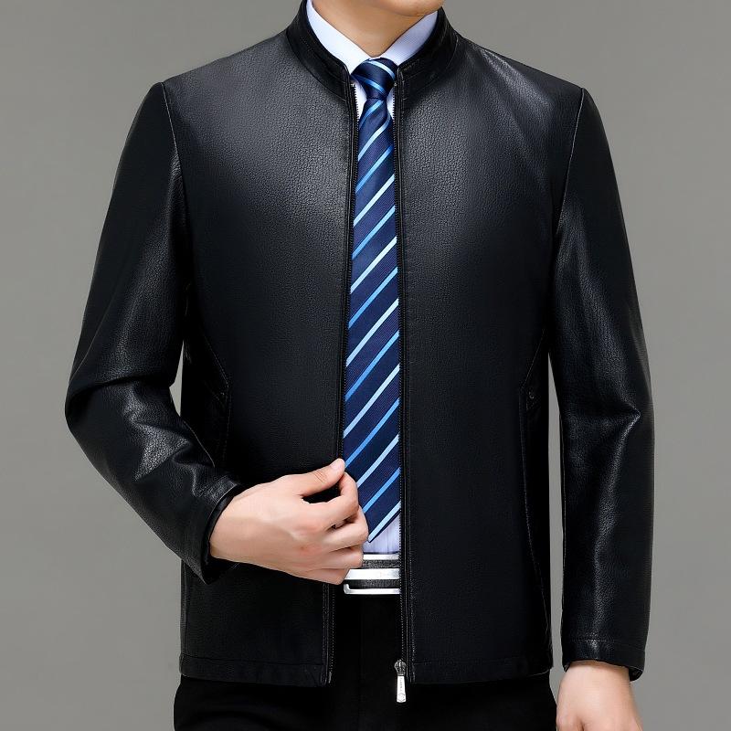 

Мужские осенние и зимние куртки из натуральной кожи Куртки из овчины и бархата для пап среднего возраста 195