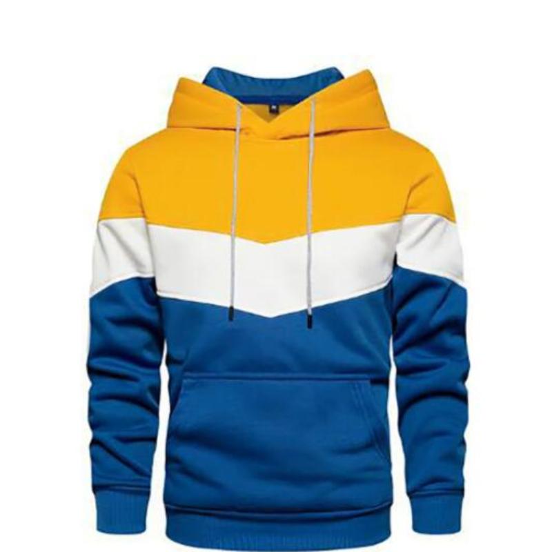 

2026 New Men s Splicing Hoodie Outdoor Casual Sportswear Street Fashion Men s Wool Warm Hoodie Autumn/Winter Black 3XL