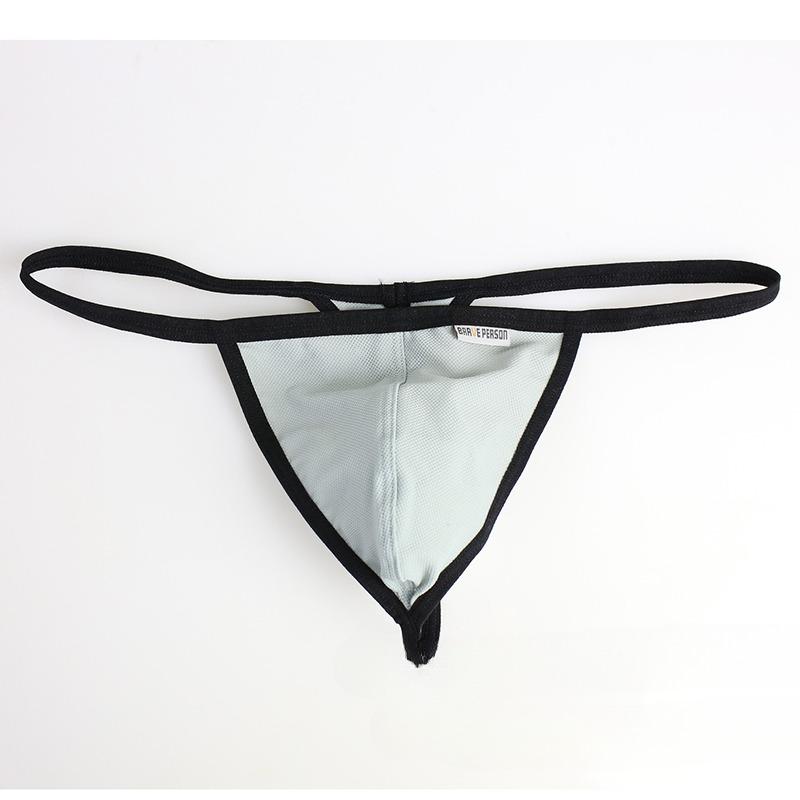 Men's Sexy Low-Rise Thong Solid Color High-Cut Thin Strap Seamless Breathable Body-Hugging Underwear