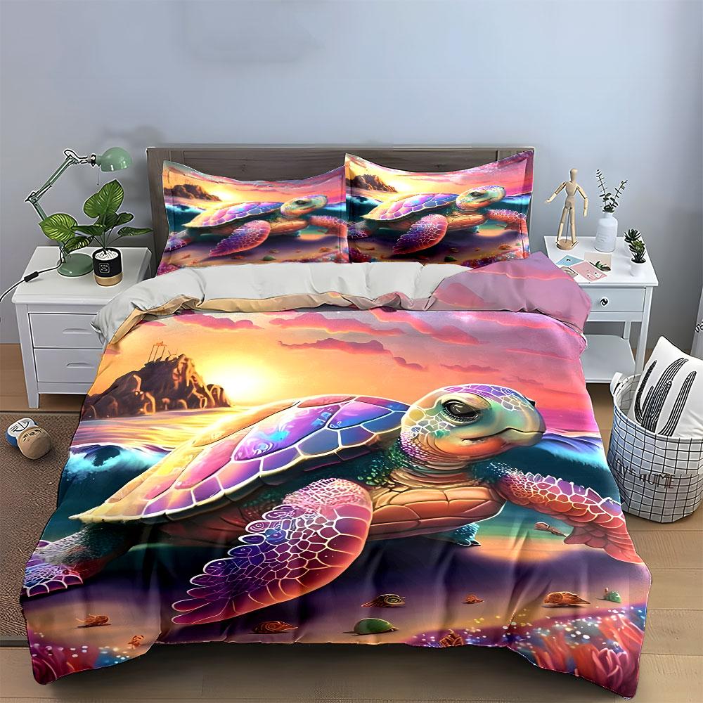 Colorful Sea Turtle Bedding Set Bedding Duvet Cover Set Duvet Cover Pillowcases (1 * Duvet Cover 2 * Pillowcases, Without Duvet Insert)