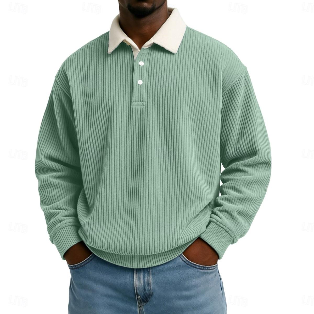 

Men s Casual Loose-fitting Top Button-down Collar Long Sleeves S