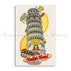 Leaning Tower Of Pisa Souvenir Pisa Italy Pasta Time Metal Plaque Painting Cave Club Custom Tin Sign Poster