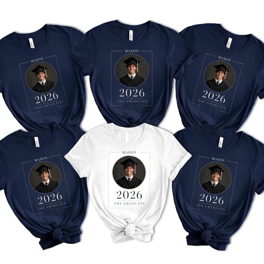 Custom 2026 Graduation Photo Shirt, Personalized The Graduate Tee, Minimal Senior Shirt, Class of 2026 Photo T-Shirt