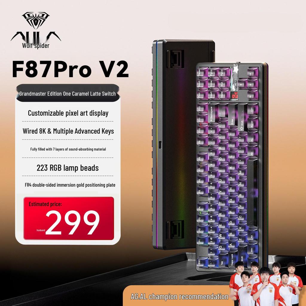 Wolfspider F87 Pro V2 Wireless Mechanical Gaming Keyboard with Bluetooth and Custom Side Engraving.
