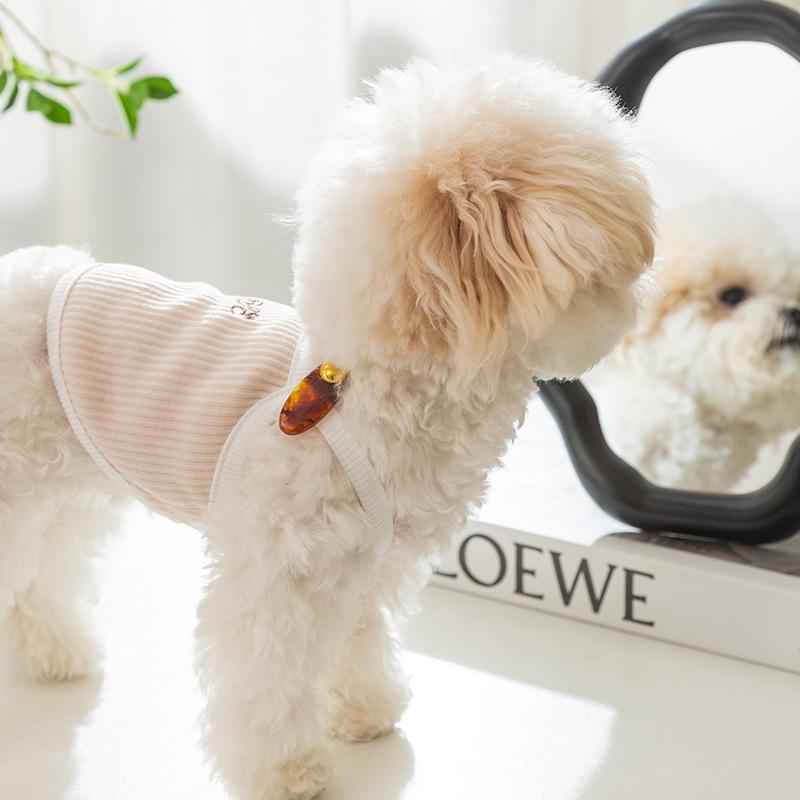 Simple Small Hairpin Embroidery Dog Suspender Summer Clothing Thin Spring and Summer Puppy Puppy Small and Medium Dog Pet Clothing