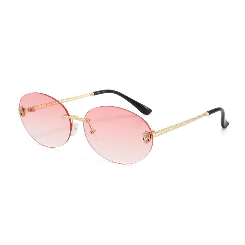 Retro Oval Frame Sunglasses For Women Uv400 Protection Summer Fashion Accessories