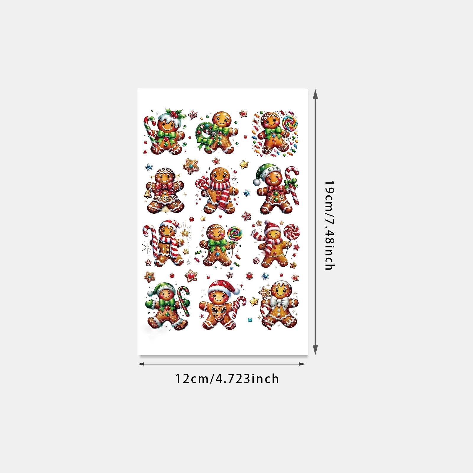 

Tattoo Stickers Waterproof Women Lasting Cute Christmas Gingerbread Man Tattoo Stickers Tattoo Stickers 12*19