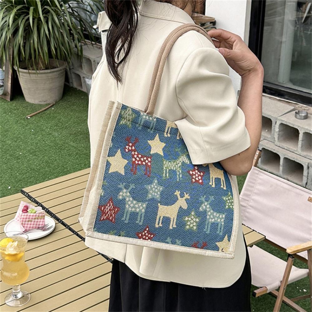 Large Capacity Cotton Linen Handbag Fashion Commuting Underarm Bag for Women Casual Tote