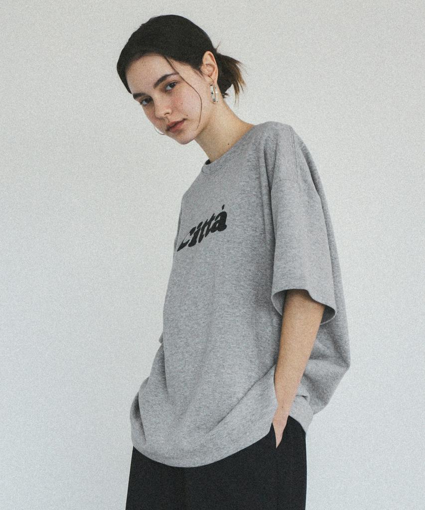 CITTA Signature Logo Oversized Loose T-Shirt_Ctt312 (Melange Gray)
