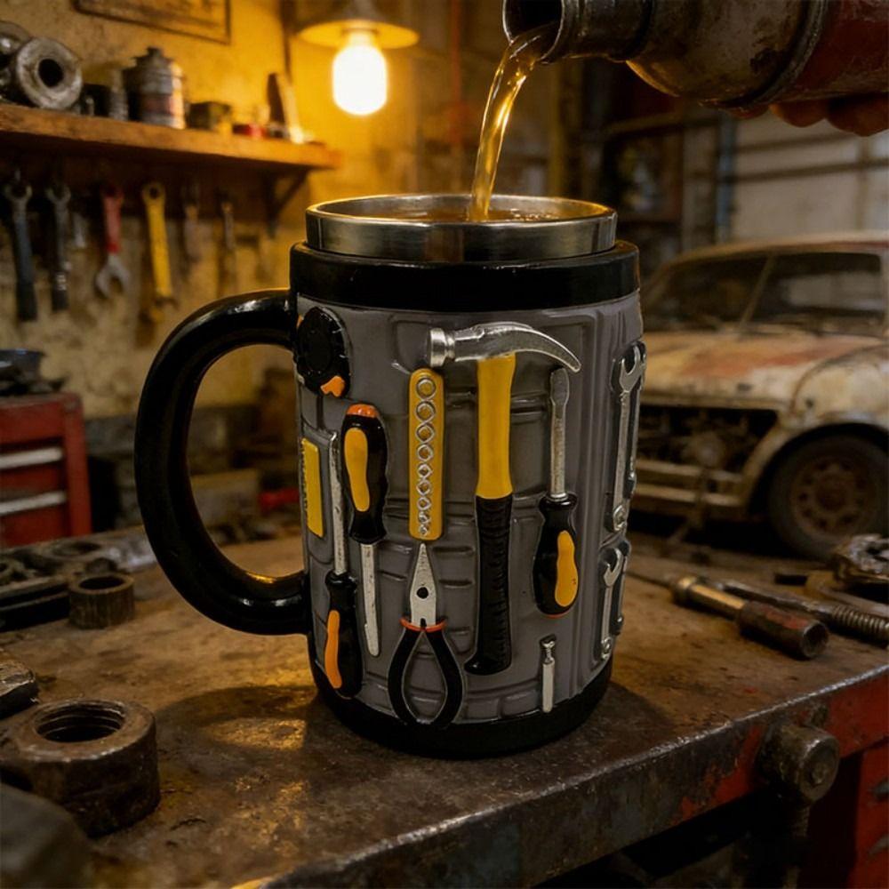Edelstahl Werkzeugkasten Design Kaffeetasse 3D Wasserbecher Einzigartige Mechaniker Tasse Geschenke für Männer