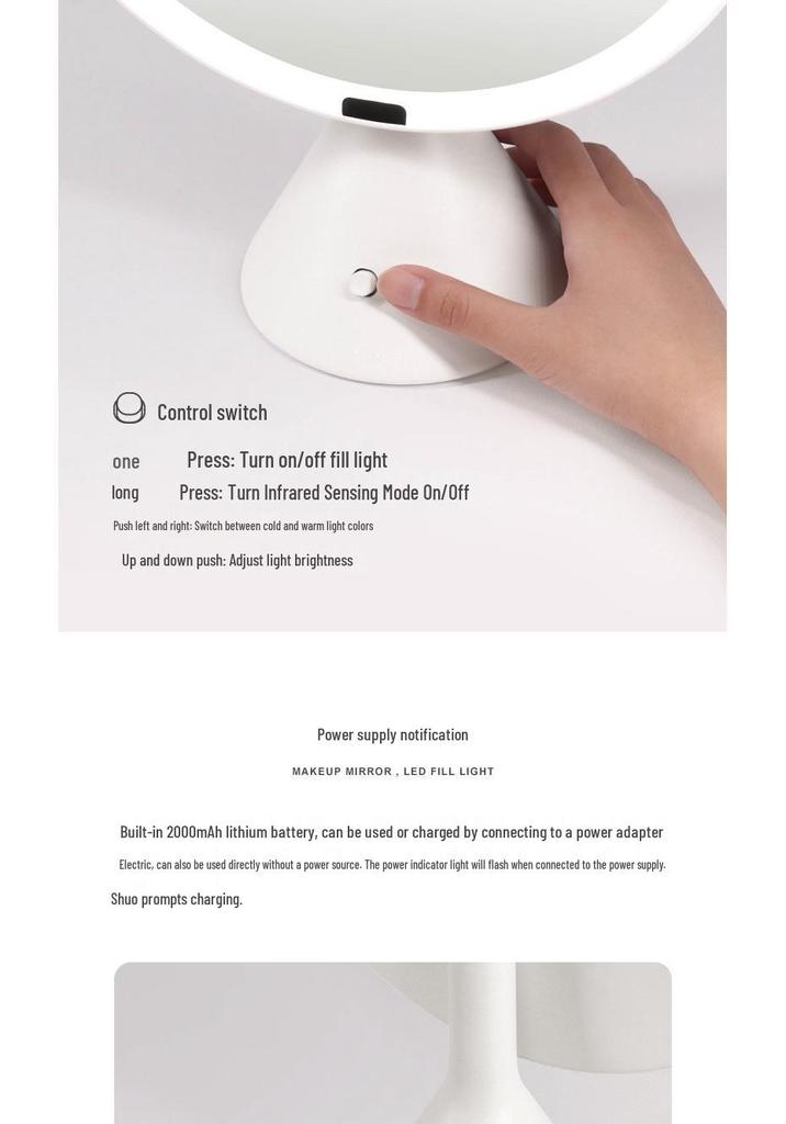 Large Smart Makeup Vanity Mirror with LED Desk Lamp and Charging Port