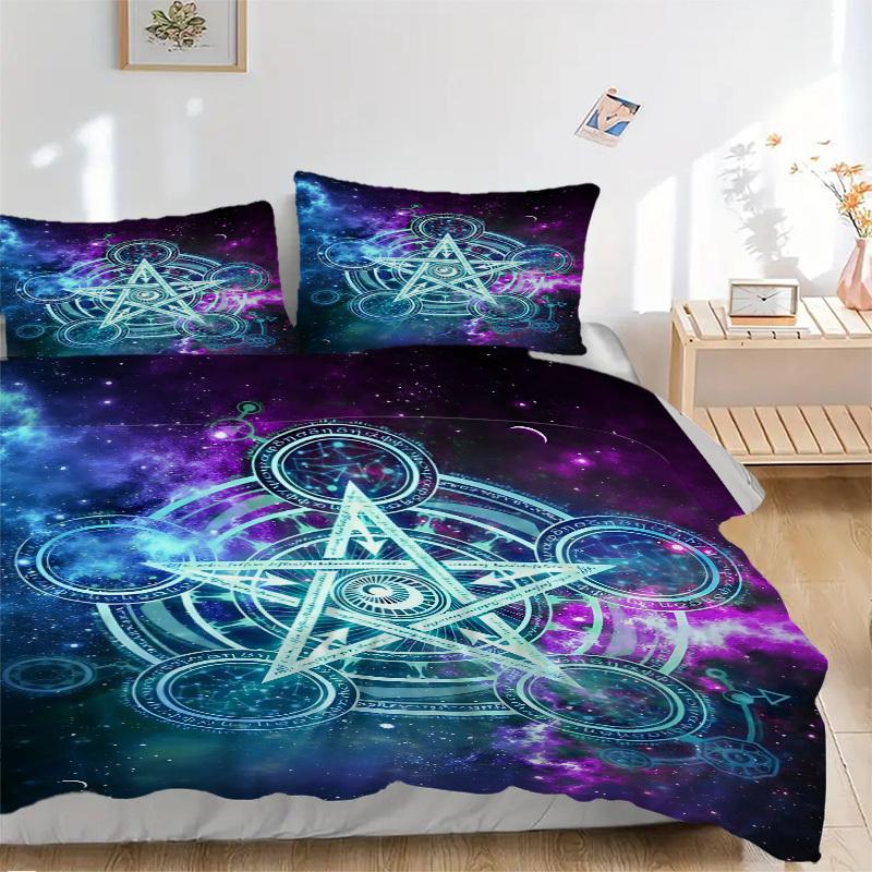 3pcs Cosmic Symbols Duvet Cover Set, Cover For Bedroom Guest Room (1 Duvet Cover + 2 Pillowcase, Without Quilt),  yy250922155