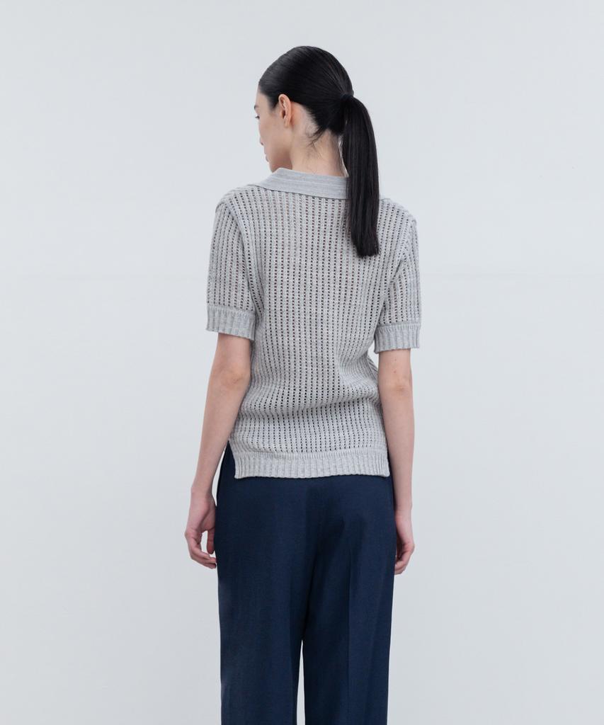 RE RHEE Knitted Short Sleeves Collared Top Ms
