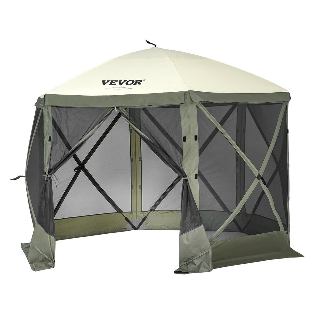 Pop Up Gazebo Tent Pop-Up Screen Tent 6 Sided Canopy Sun Shelter Green