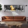 Six Running Black and Gold Horse Animals Posters and Prints Art Canvas Painting Wall Art Picture for Living Room Classical Mural No Frame