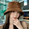 Autumn and Winter Feeling Suede Suede Bucket Hat Fashion Casual Face Cover Literary Retro Basin Hat