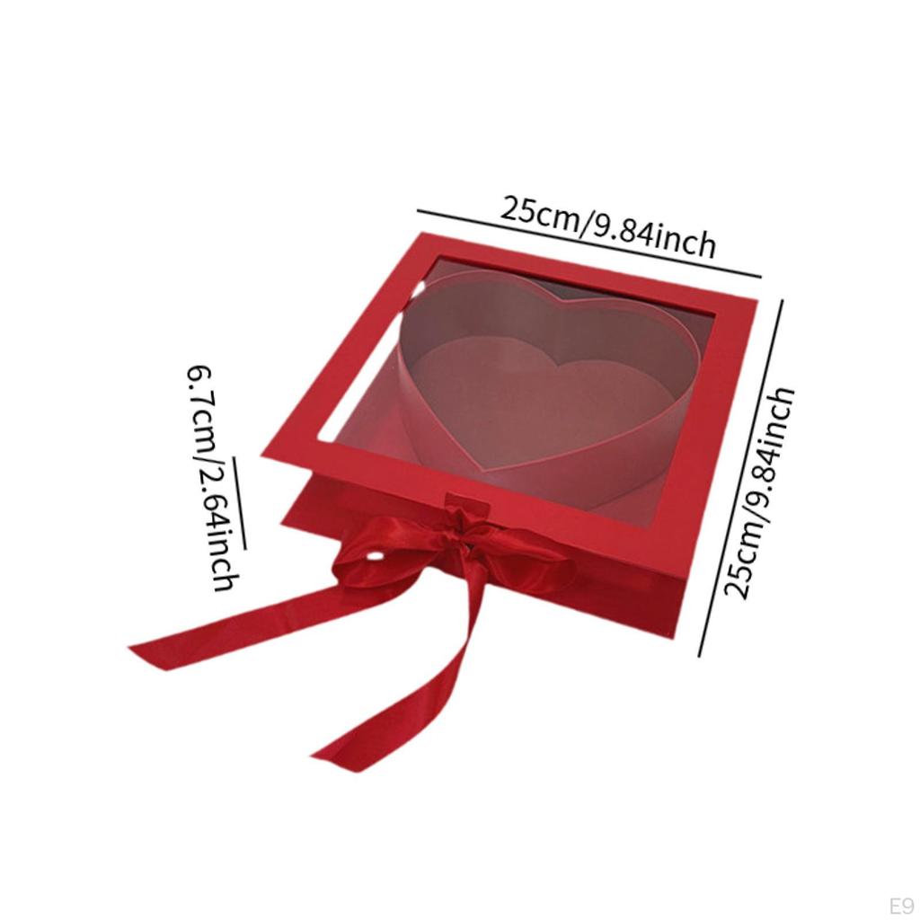 Boutique Valentine's Heart Flower Box Clear Top Creative Elegant Romantic Fillable Packaging for
